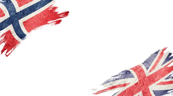 Flags of Norway and Great Britain on White Background — 스톡 사진